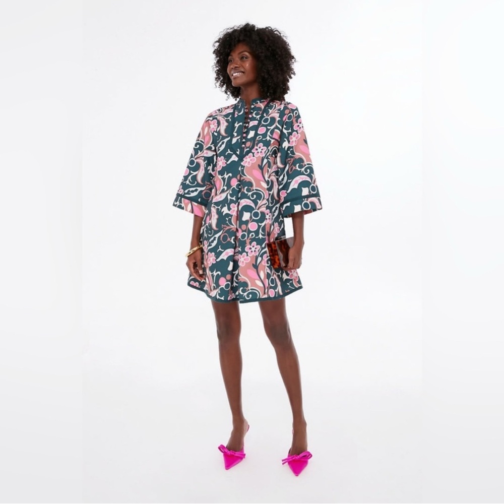 Tuckernuck Pink and Teal Floral-Print Mini Dress